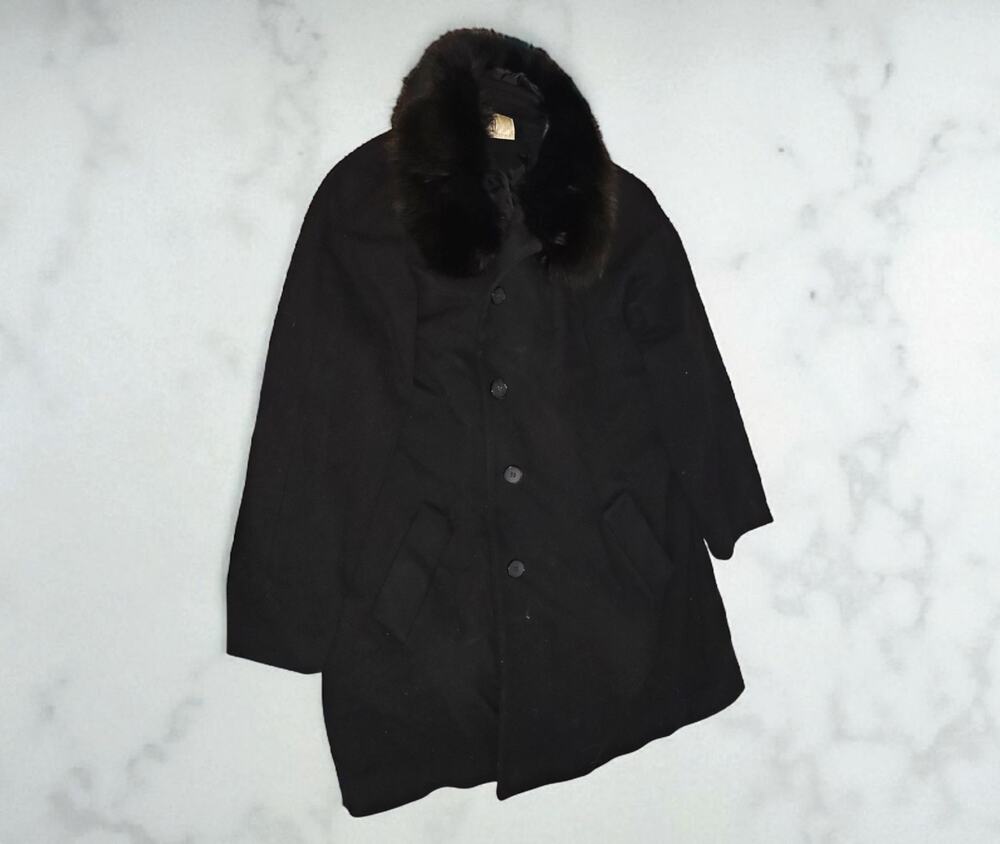 TIMOTHY DANIELS LONG HEAVY WOOL COAT SIZE L RUNS VERY LARGE